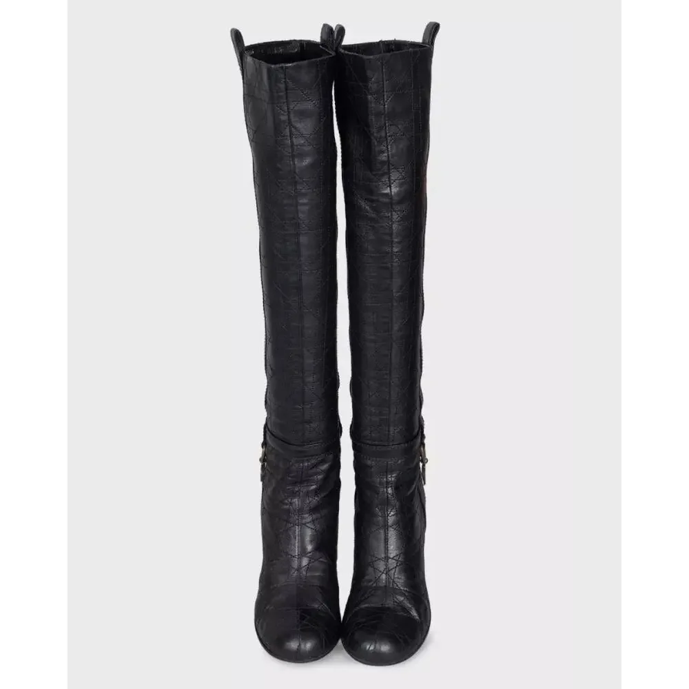 Christian Dior Black Leather Boots with Logo Charms - EU 40